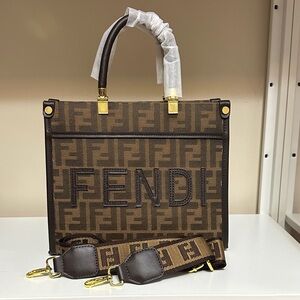 Fendi Brown Monogram Tote with Gold Accents